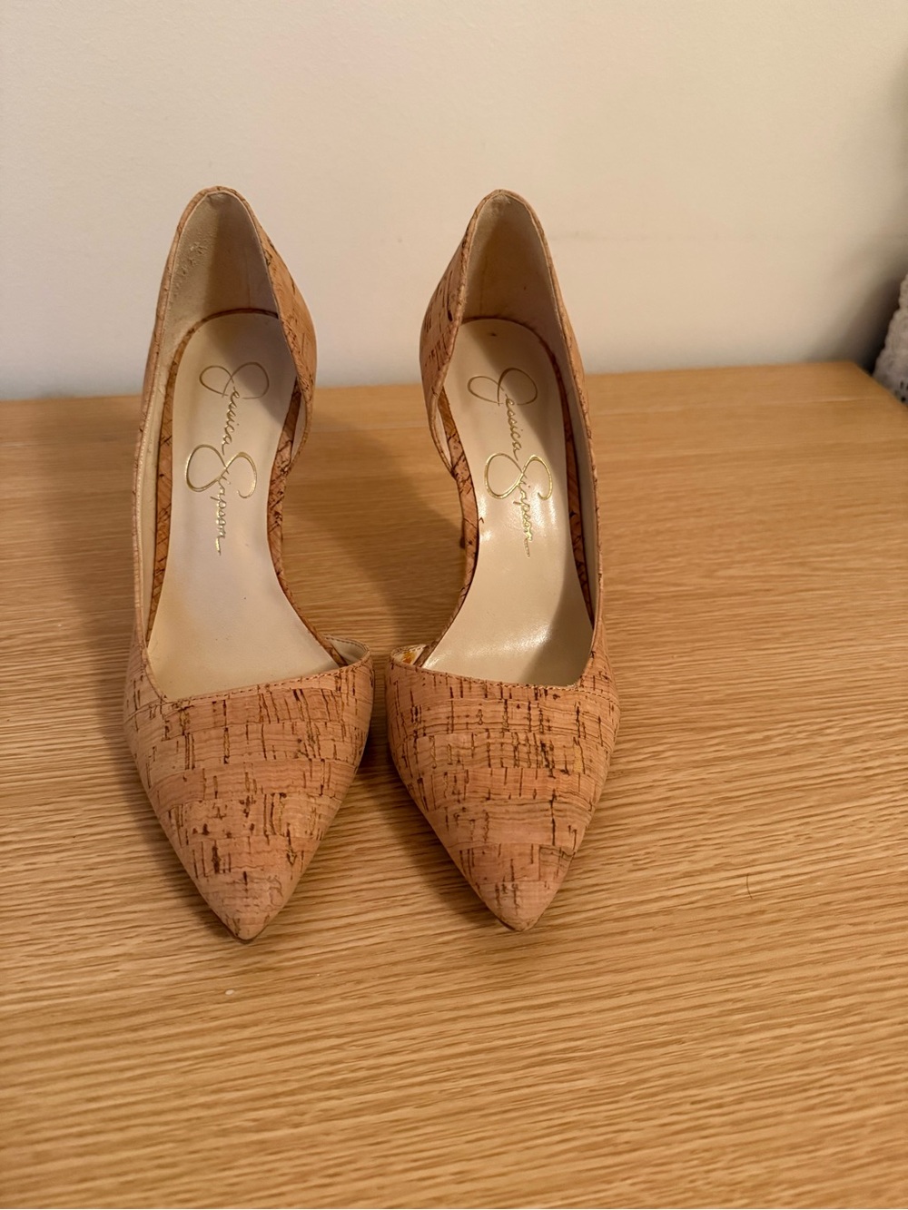 Jessica Simpson Cork Pointed-Toe Pumps in Tan - Picture 2 of 9